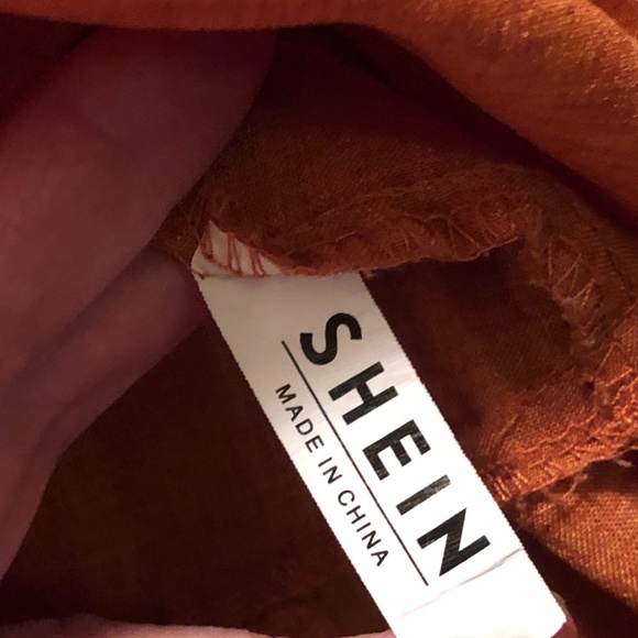 Peplum Ruffled Hem Blouse Boxey Short Sleeve Top rust burnt orange like new - Picture 6 of 8